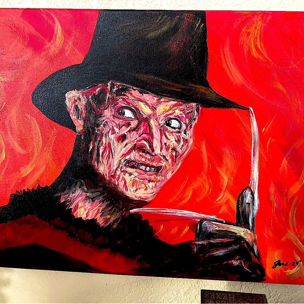 Acrylic 18x24 of Freddy Kougar was completed 2023 by local artist Jose McCurry.